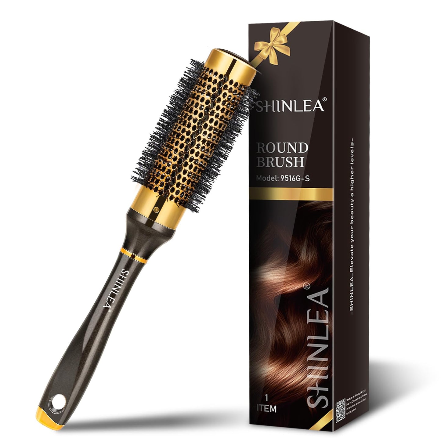 Large Round Brush for Blow Drying, Aluminum Round Hair Brushes for Women, Roller Brush for Blow Drying and Styling, Gold, For Curly and Straight-2 Inch Barrel, 2.95 Inch with Bristles