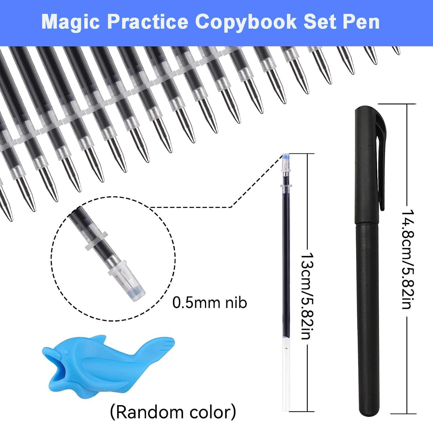 AALGO Magic Pens & Refills for Children's Magic Copybooks,Grooved Kids Book Disappearing Ink Pen for Tracing Books,Grooved Writing Books for Kids 3-5