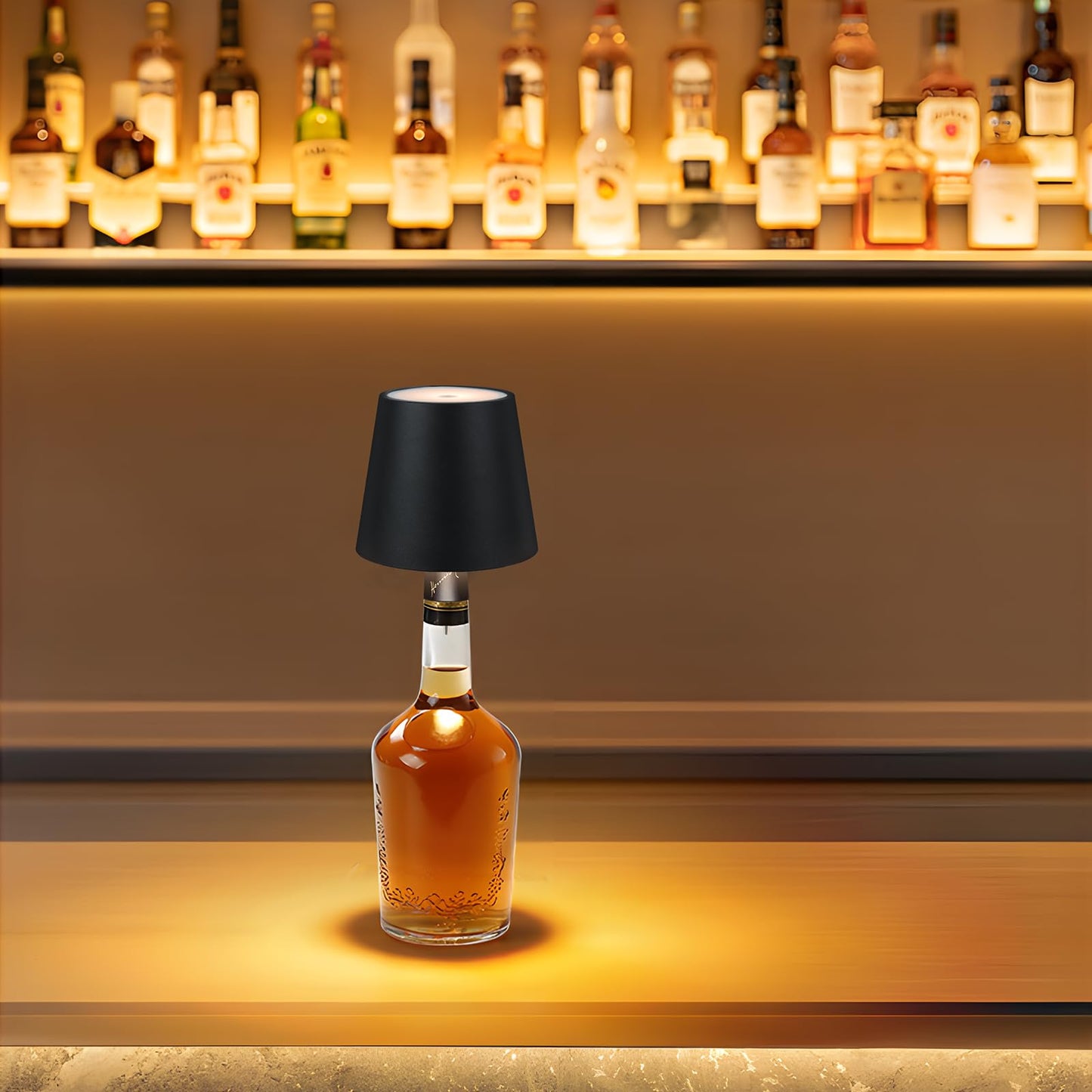 TTLYUGN Wireless Bottle Lamp, Rechargeable 3 Color Stepless Dimming LED Wine Lights, Touch Control Desk Kit for Bar & Restaurant - Green
