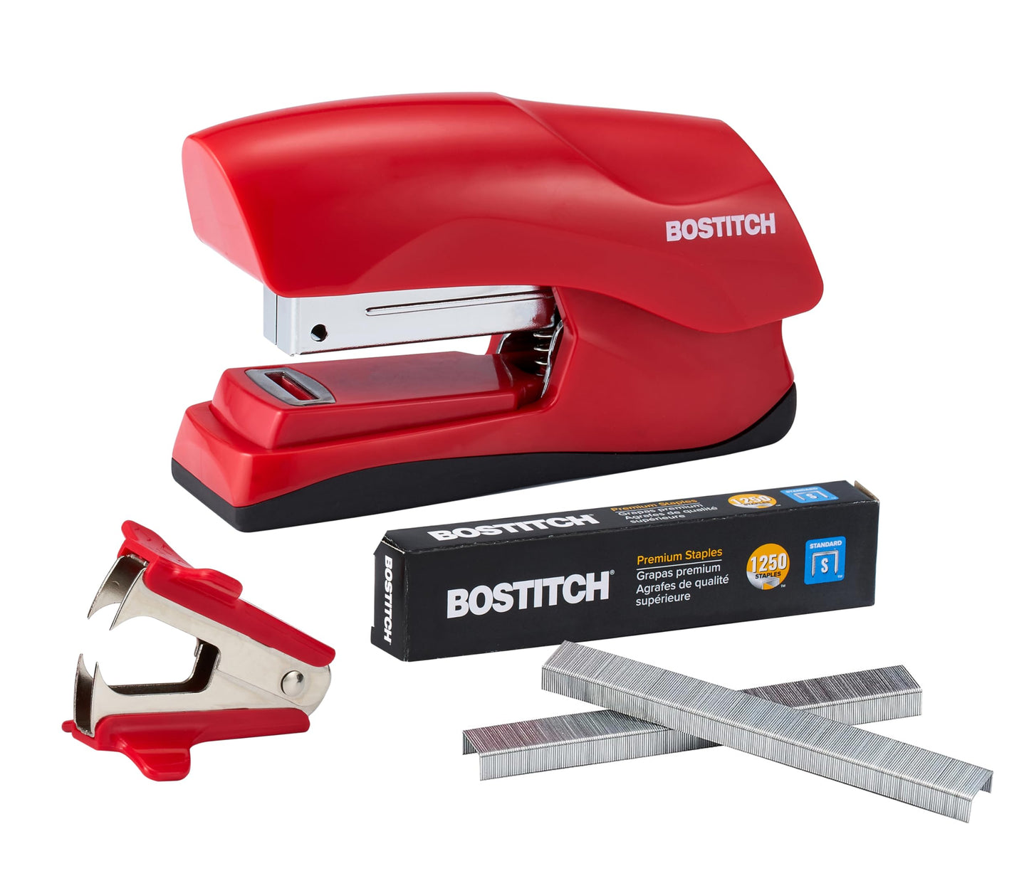Bostitch Office Heavy Duty 40 Sheet with 1250 Staples and Staple Remover, No Jam Desktop Stapler, School Bulletin Boards, Office & Classroom, Red (B175-RED-VP)