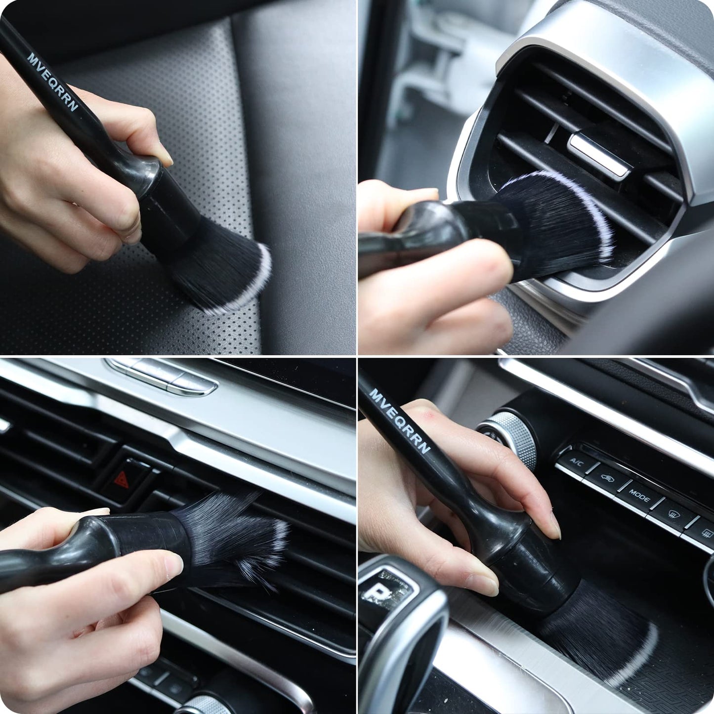 MVEQRRN 3pcs Car Detailing Brush Set-1pcs Boars Hair Car Detailing Brushes,1pcs Ultra Soft No Scratch Detailing Brush for Air Vent,Leather Seat 1pcs Detail Brushes car Detailing for Interior Exterior