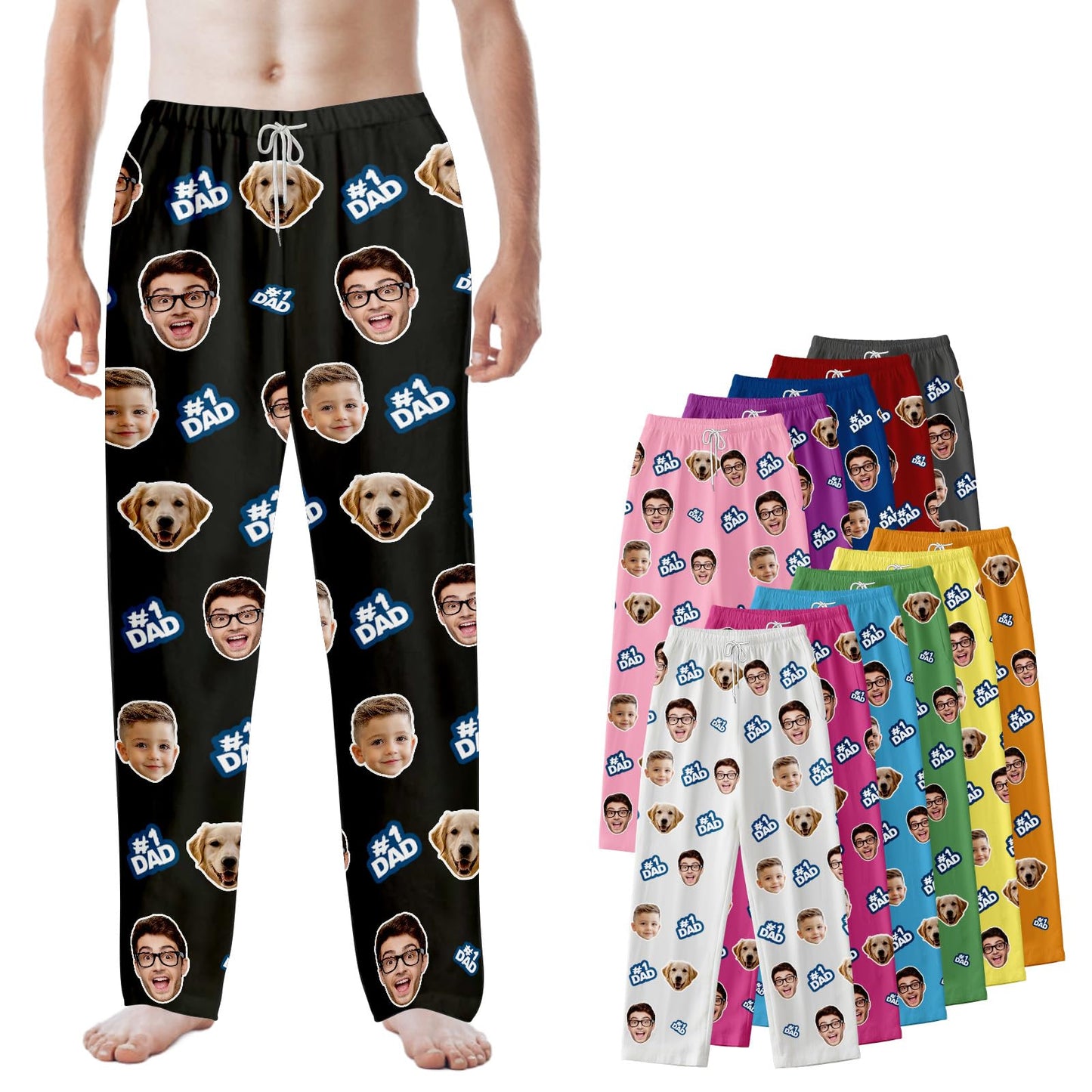 Bemaystar Custom Pajama Pants with Photo Men Women,Personalized Pajama Pants Gifts,Personalized GIfts for Dad Mom