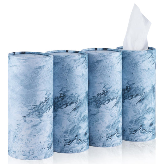 SINGARO Car Tissue Holder, 4 Pack Car Cup Holder Facial Tissues with Travel Tissue Bag, Quick and Convenient Flower Combination Car Tissue Box(4 Canisters/200 Tissues) Black