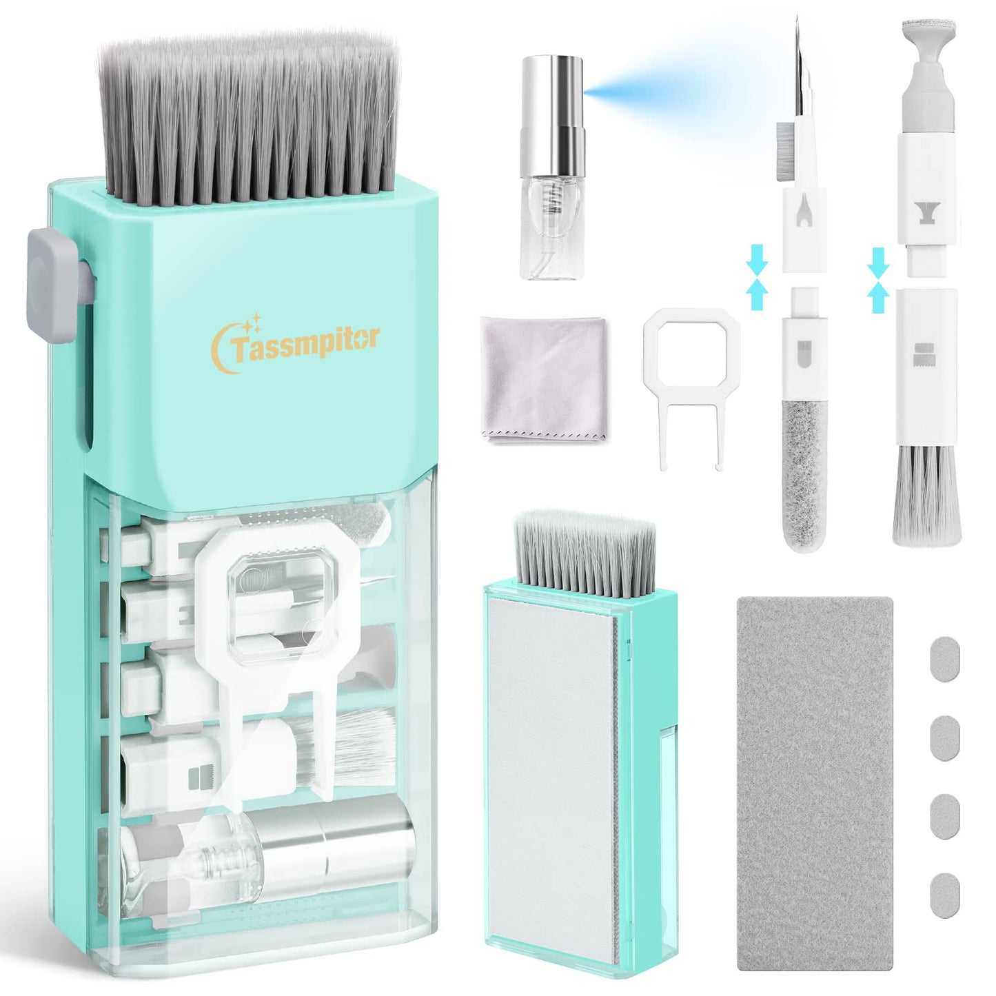 Laptop Cleaning Kit, All in 1 Keyboard Cleaning kit for MacBook iPad iPhone, Compact Keyboard Cleaner with Brush and Spray for Tablet, Airpods, Earbud, Computer Screen, PC Monitor, Blue