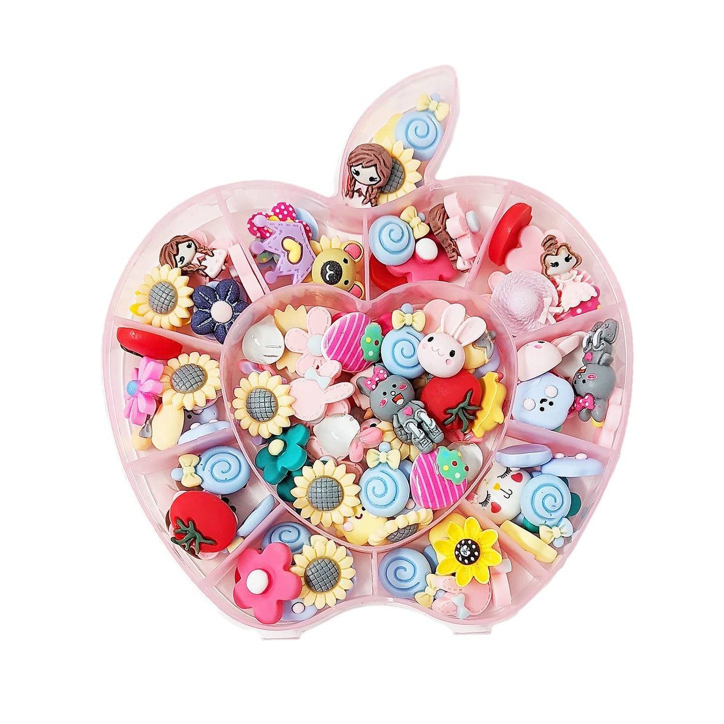 GOGOONLY 100pcs Charms Kawaii Cute Set Resin Candy Charms Mixed Assorted Sweets Flatback Beads Making Supplies for DIY Craft Making and Ornament Scrapbooking With Case