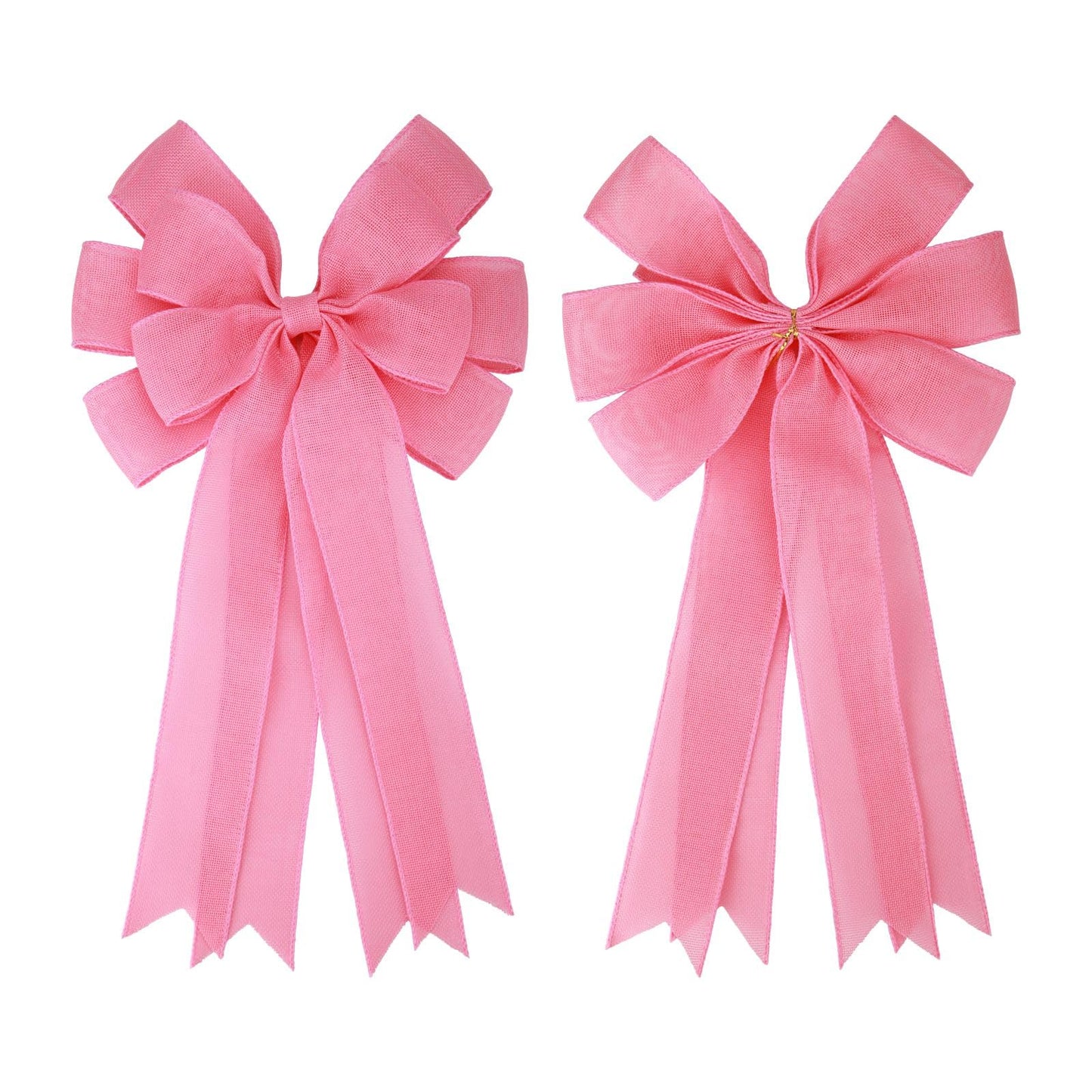 Meseey 2 Pcs 20 x 10 Inch Large Pink Burlap Bows Easter Wreaths Bow for Gift Wrapping Spring Tree Topper Front Door Home Decorations (Pink)