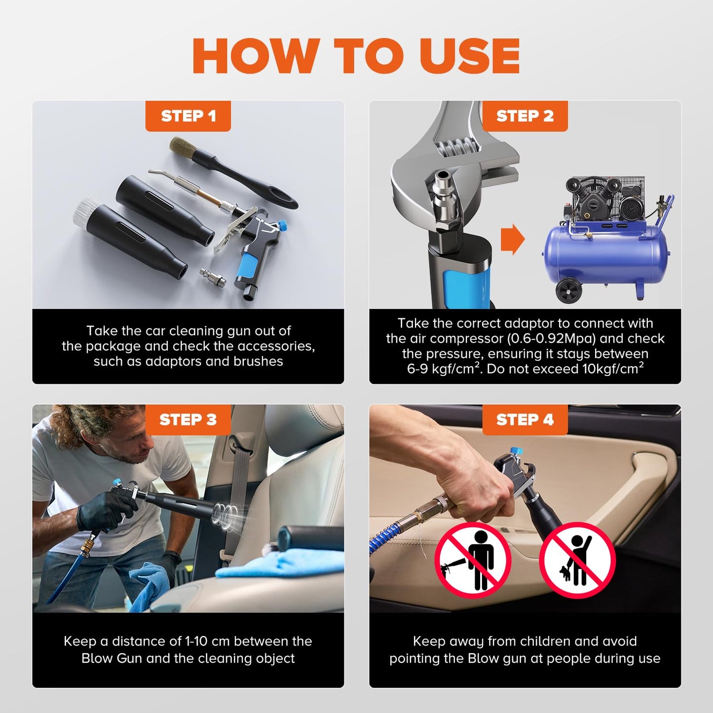 Zhevebaga Tornado Air Cleaning Gun, Upgraded High Pressure Dryer Air Blow Gun Adjustable Wind Speed, 360° Rotating Nozzle for Thorough Cleaning Car Detailing Tools for Car Interiors & Exteriors
