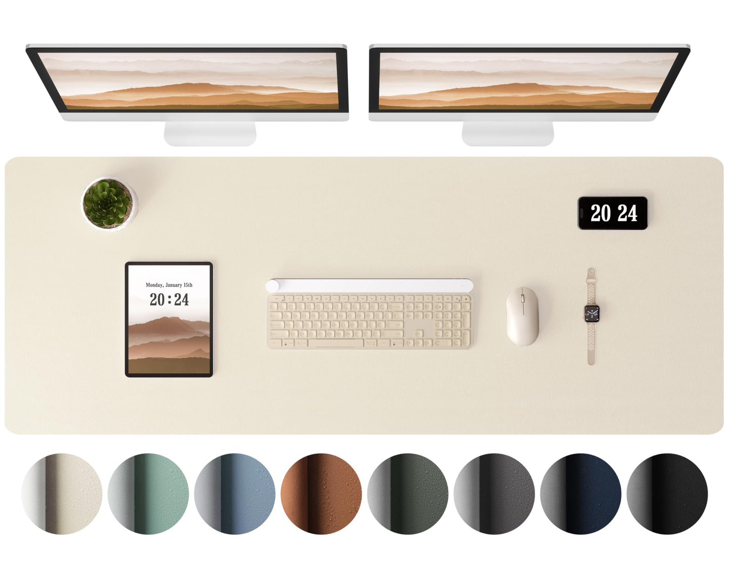 Aothia Leather Desk Pad Protector - Large Mouse Pad, Office Desk Mat, Non-Slip PU Leather Desk Blotter, Laptop Desk Pad, Waterproof Desk Writing Pad for Office and Home (Black, 38" x 13.7")