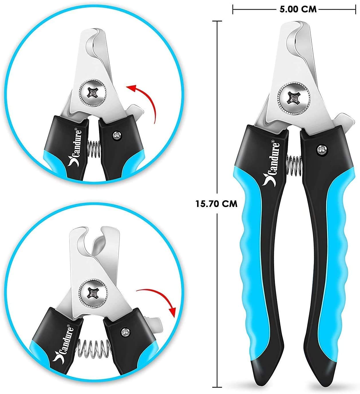 Candure Dog Nail Clippers and Trimmer with Safety Guard to Avoid Over-Cutting Toe Nails Professional Grooming Pet Nail Clipper with Nail File for Small Medium-Large Breeds