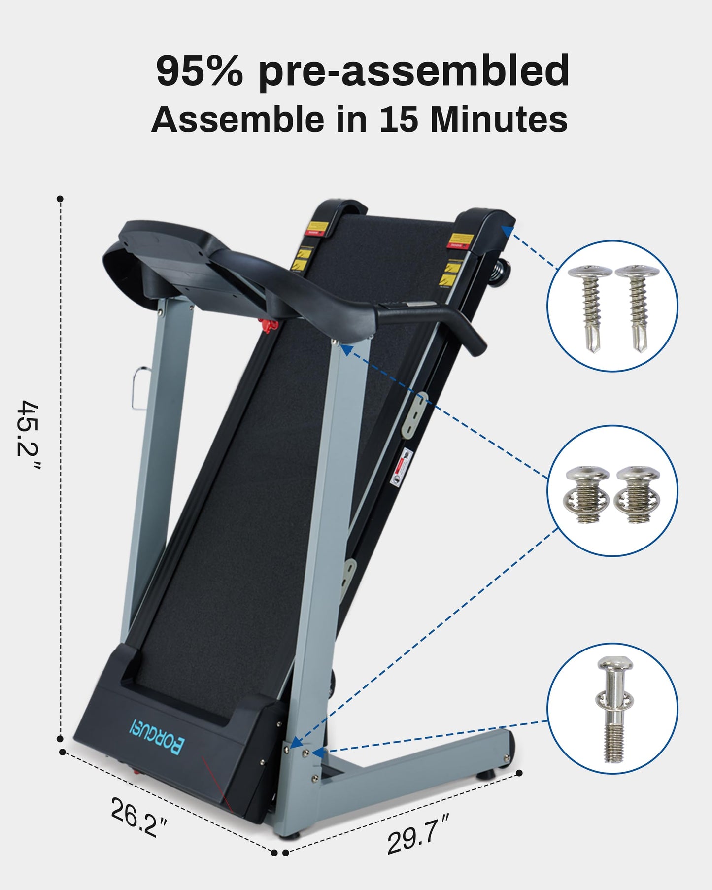 Treadmill with Auto Incline - 300 LBS Capacity Running Machine with 17.5 Wide Belt, 3HP Folding Electric Treadmills with Bluetooth Speaker for Home, Up to 8.5 MPH Speed, 15 Preset Programs
