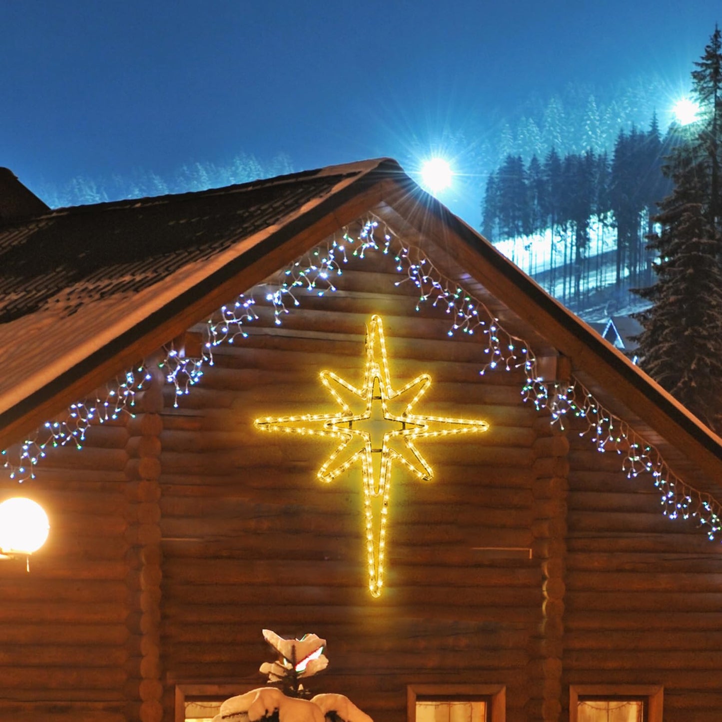 YGLOWORM Christmas Lights Bethlehem LED Star Door Window Porch Wall Decoration Party Light Hanging Lights(28" Warm White Light)