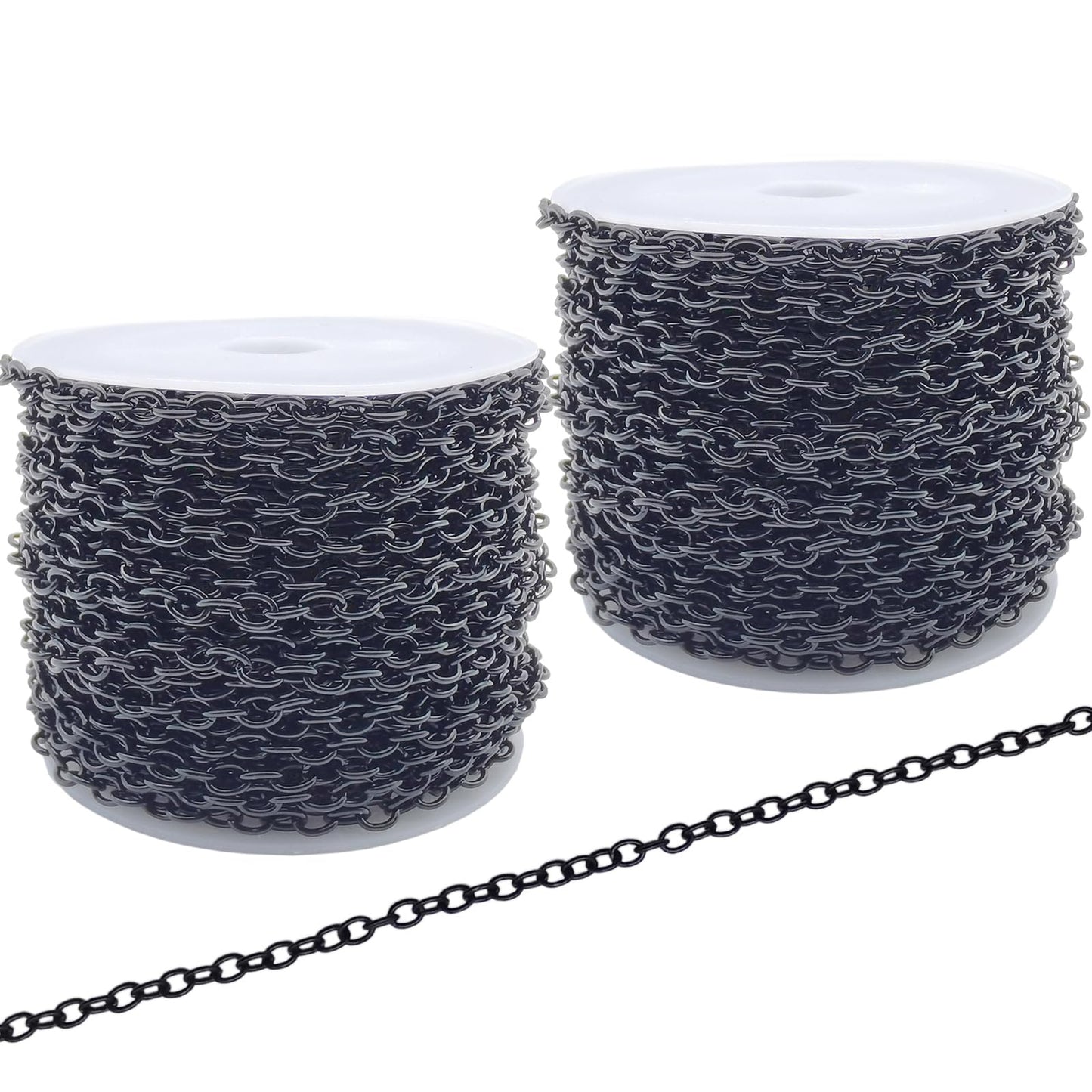 60 Feet Metal Iron Necklace Chains 3mm Bulk Curb Link Chain for Jewelry Making DIY Craft Supplies (Silver and Gold)