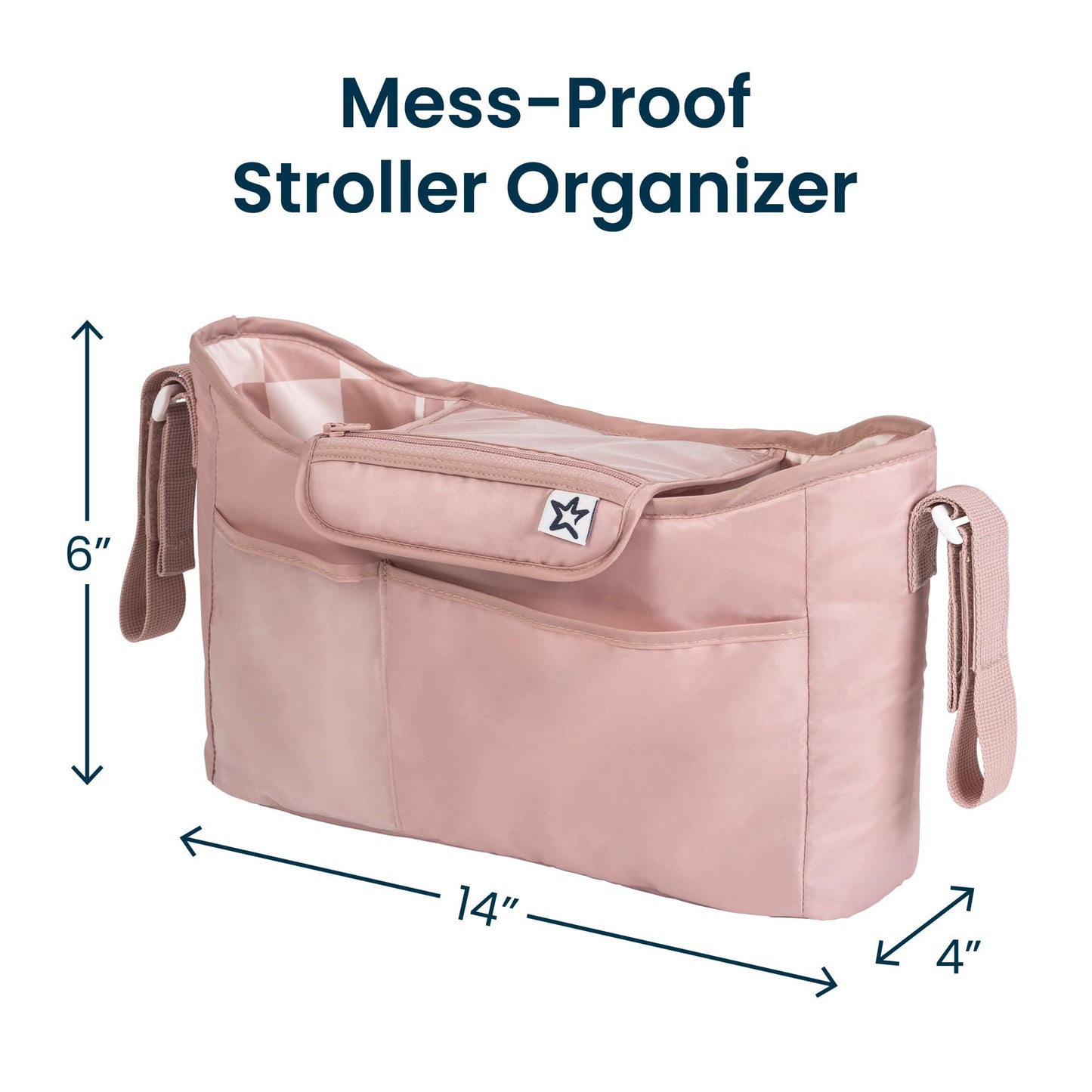 Tiny Twinkle Universal Stroller Organizer with Adjustable Strap - Waterproof Stroller Caddy Fits Baby Jogger, Nuna, Graco, Donna and Bugaboo Strollers (Luna)