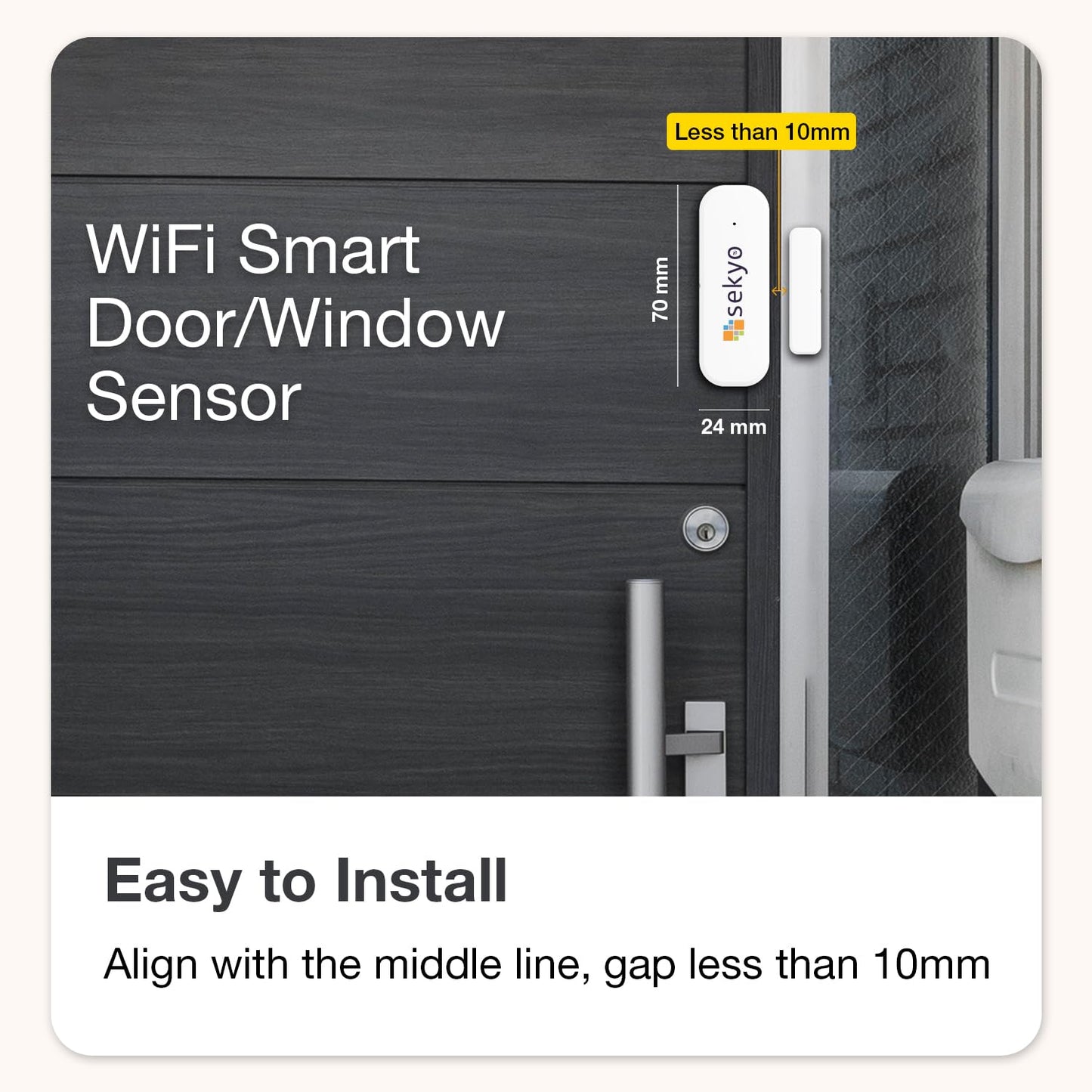 Smart WiFi Door & Window Sensor for Home| No Hub Required | Free App Alert, Works with Tuya Smart Life Devices, Compatible with Alexa, Google Home, Siri (No Siren but Phone Notification)