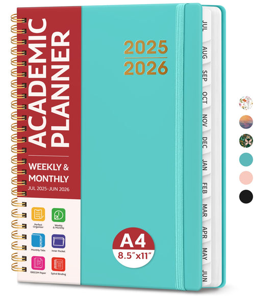 Academic Planner 2025-2026 For Women & Men, Monthly and Weekly Calendar Planner, Jul 2025 - Jun 2026, A5 (6.3" x 8.5"), Teacher Student Planning Book with Tabs, Ideal for Office School Supplies - Pink
