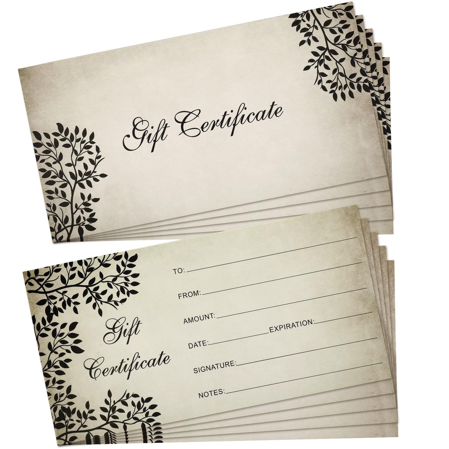 Outus 50 Pieces Blank Gift Certificates for Business Vouchers Coupon Card for Spa Salon Restaurants Custom Client Vouchers for Birthday Back to School Work Gift Card, 3. 5 x 7 Inch(White)