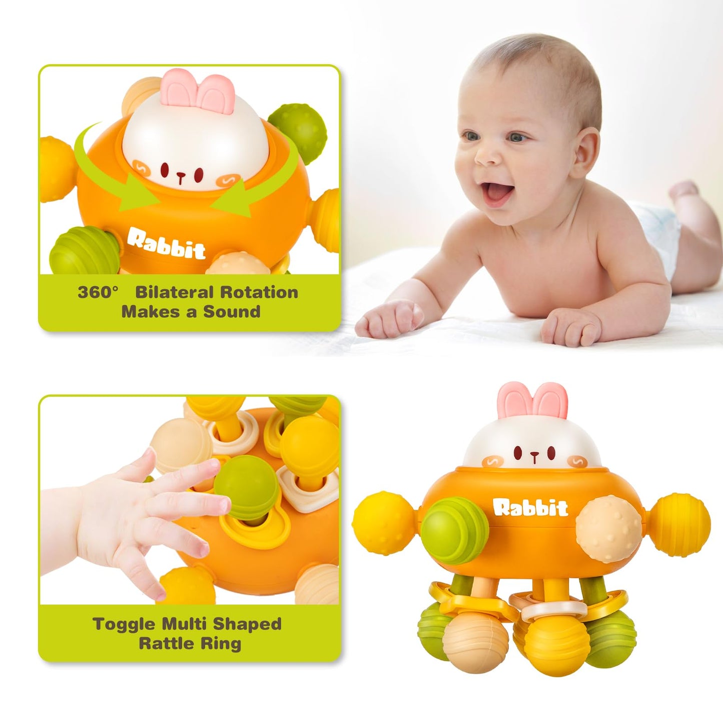 Baby Teething Toys, Baby Teethers Montessori Sensory Toys for 0-6 6-12 Months, Gifts for Newborn Infant Boys Girls 0 3 6 9 12 18 Months 1 One Year Old Toys, Baby Rattle Chew Toys