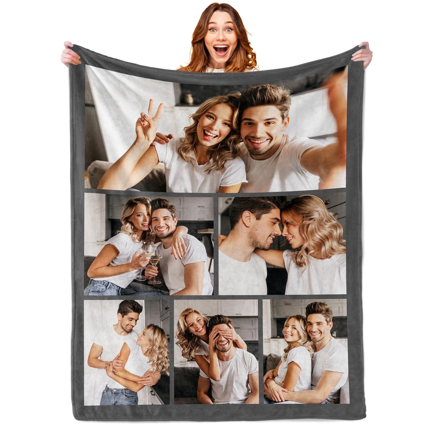 Custom Blanket with Photo Personalized Picture Blanket for Christmas Fathers Day Birthday Gifts Customized Gifts for Dad Mom Girlfriend Boyfriend Wife Husband