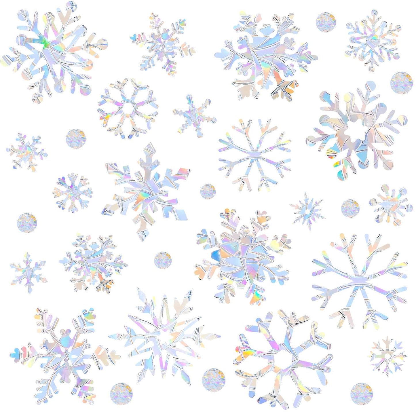 216pcs Christmas Snowflake Window Clings for Glass Windows Decorations, 8 Sheets Iridescent Static Snowflake Window Decal Stickers for Christmas Windows Decor 