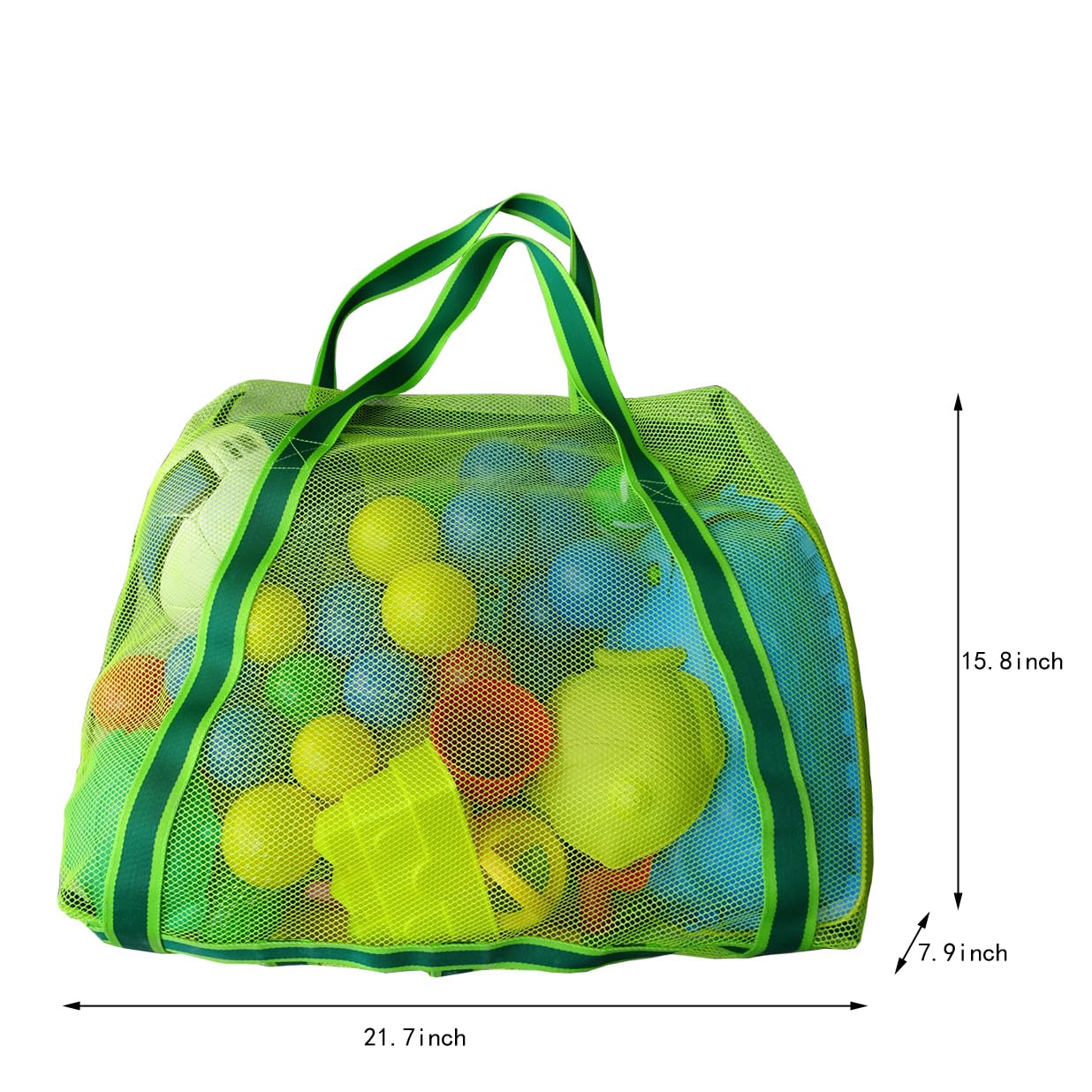 Leberna Large Beach Bag with Zipper Lightweight - Beach Toy Mesh Bag for Swimming Pool Sand Toys Green