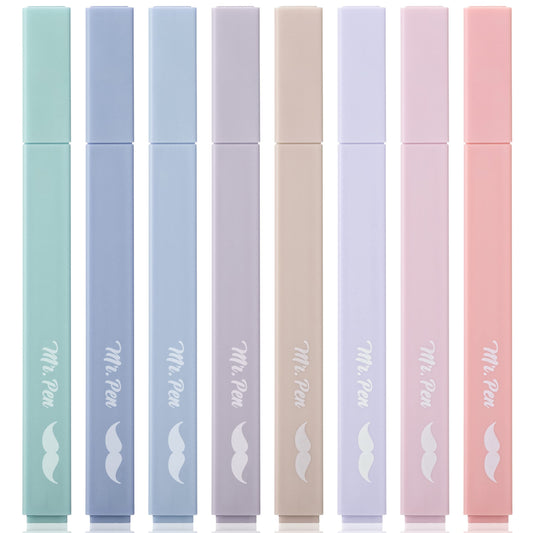 Mr. Pen- Aesthetic Cute Pastel Highlighters Set, 8 pcs, Chisel Tip, Candy Colors, No Bleed Bible Assorted Colors