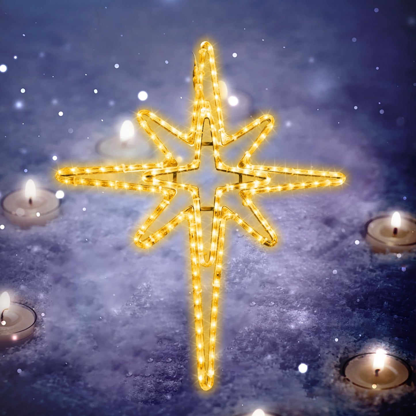YGLOWORM Christmas Lights Bethlehem LED Star Door Window Porch Wall Decoration Party Light Hanging Lights(28" Warm White Light)