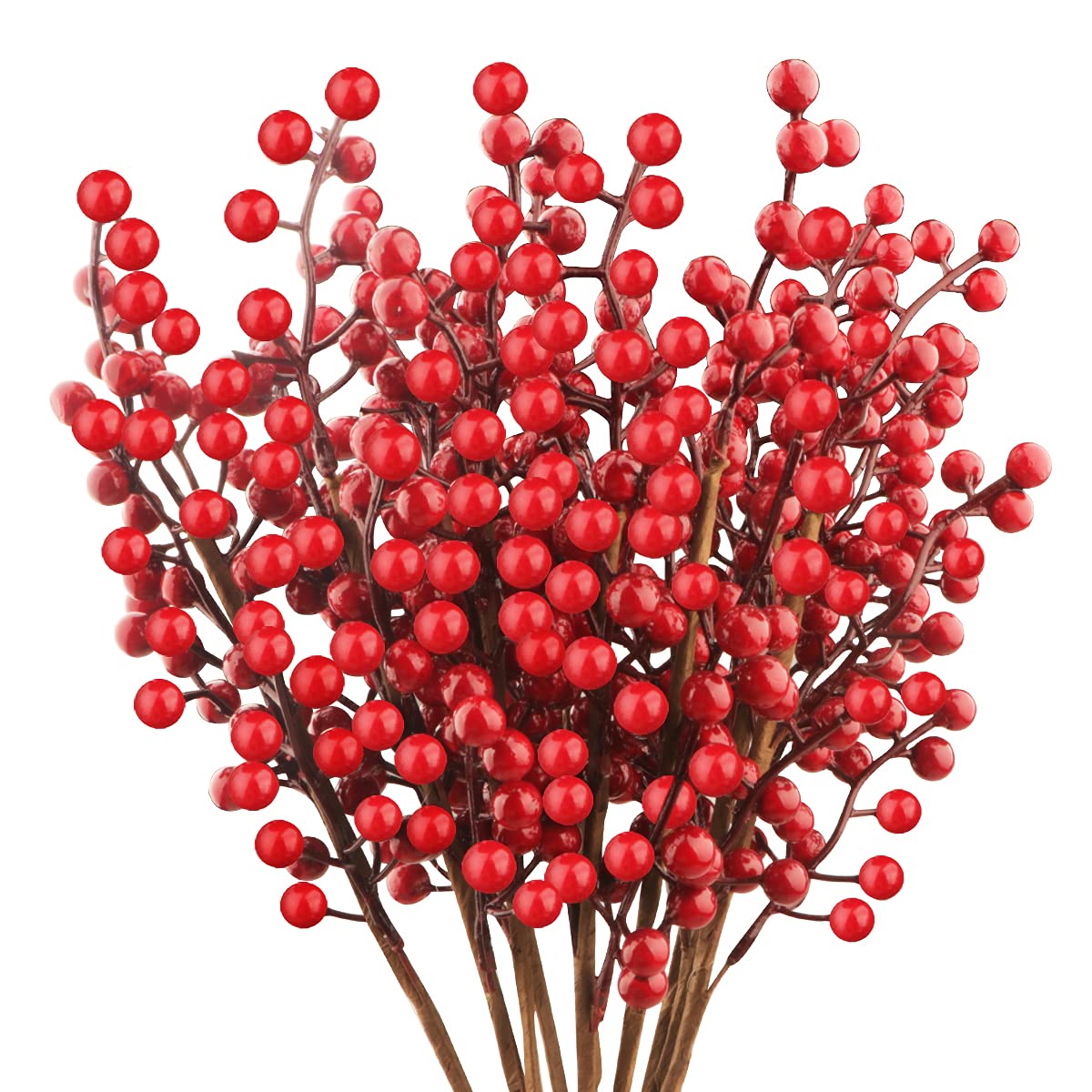 Fangoo 10 Pack Christmas Berry Stems, 14 Inch Artificial Berries Burgundy Berry Picks Holly Stem for Christmas Tree Decorations DIY Crafts Holiday Season Winter Home Decorations