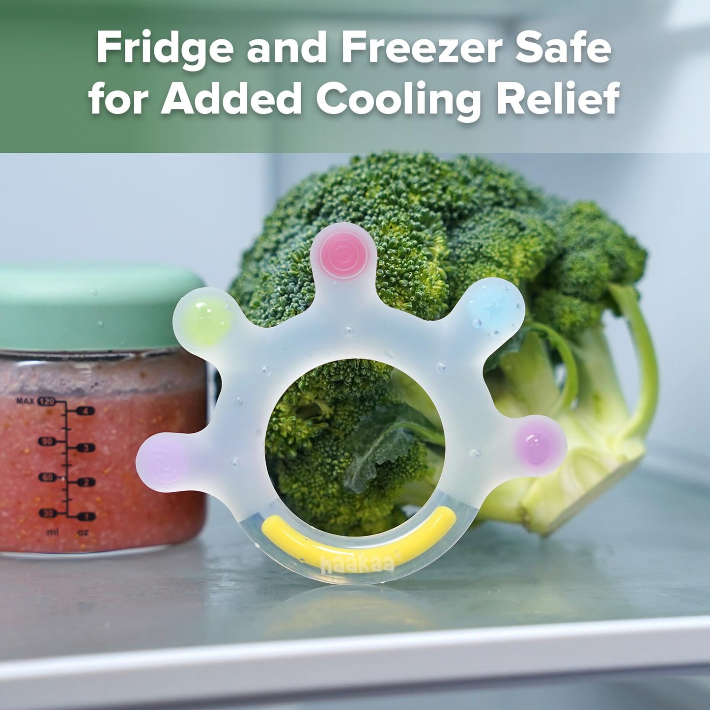 Haakaa Silicone Palm Teether, Baby Teething Toys, Food Grade Silicone Teethers for Babies 0-6 Months/6-12 Months, BPA Free Teething Relief Baby Chew Toys