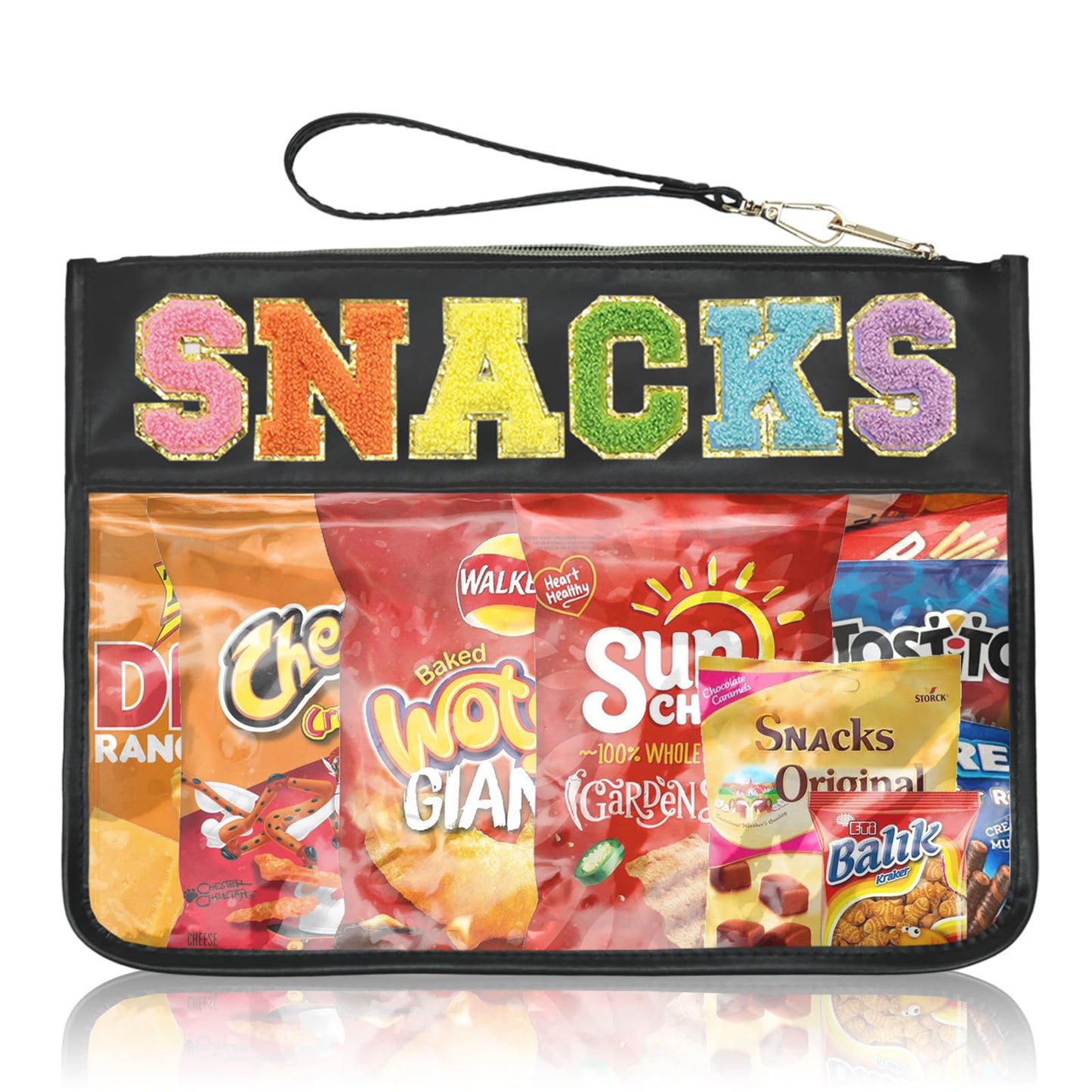 Snack Bags Pouch Travel Makeup Bag Chenille Letter Bags for Zipper Pouch Clear Cosmetic Bag Tote Bag Makeup Travel Bag for Women