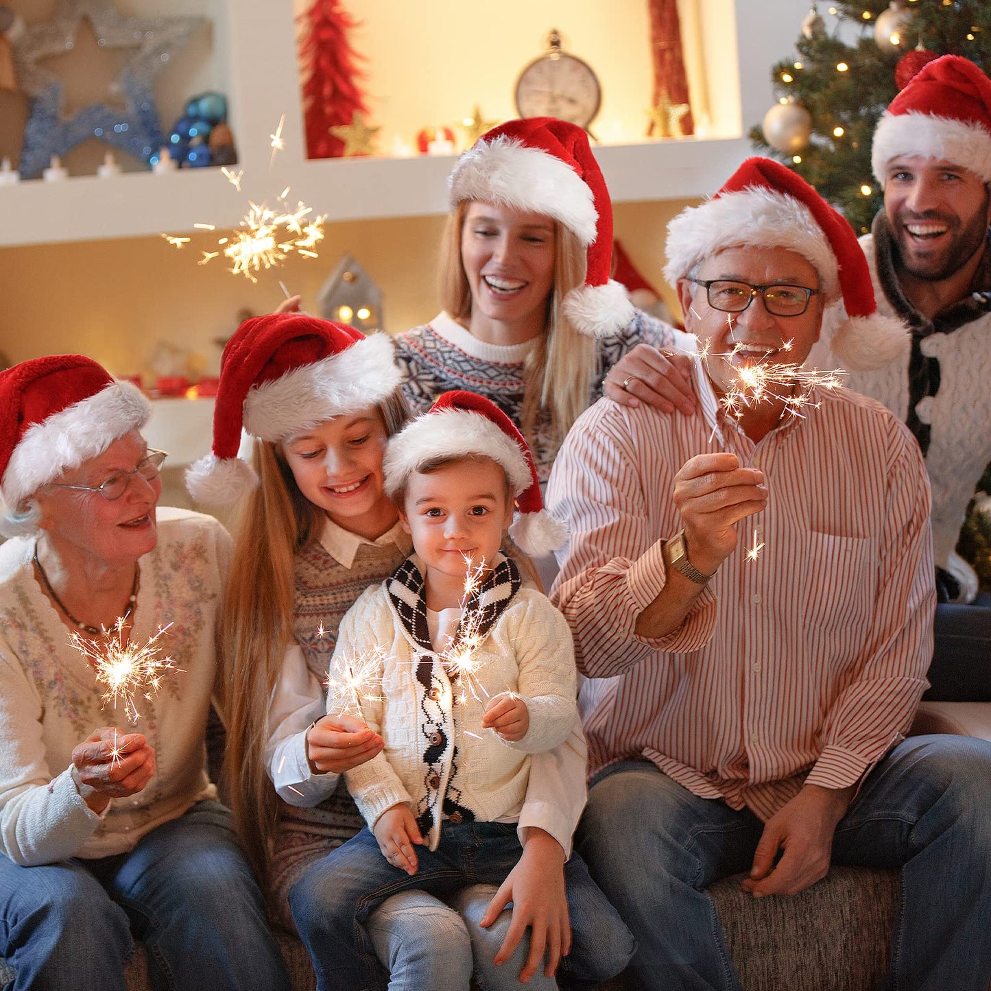 JUANANIUG Christmas Santa Hat - Adult Xmas Holiday Hat for Women & Men - Extra Thicken Classic Fur for Festive Holiday Party Supplies