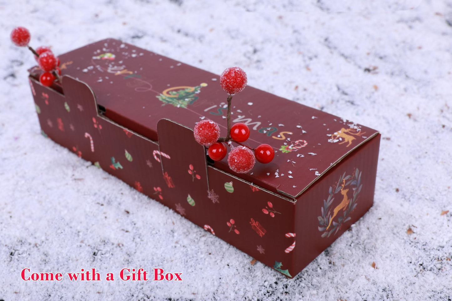 Lescli Frosted Red Berry Stems, 20 Pack Artificial Snowy Red Berry Picks Red Holly Berries for Christmas Tree Decor, DIY Wreaths, Crafts, Candle Rings, Garland, Gift Wrapping