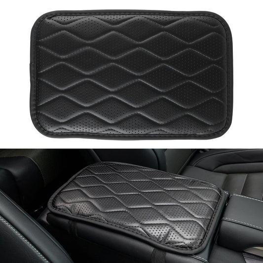 Amiss Auto Center Console Pad, Universal Waterproof Armrest Seat Box Cover, Car Interior Accessories, Leather Auto Armrest Cover Protector for Most Vehicle, SUV, Truck (Black)