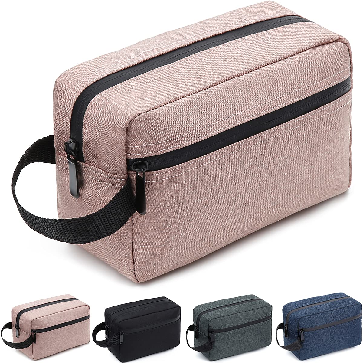 FUNSEED Travel Toiletry Bag for Women and Men, Water-resistant Shaving Bag for Toiletries Accessories, Foldable Storage Bags with Divider and Handle for Cosmetics Toiletries Brushes Tools