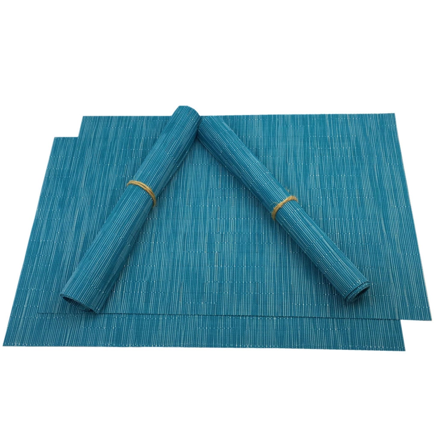 Placemats Set of 6 for Dining Table Heat-Resistant Washable Place Mats Woven Vinyl Kitchen Table Mats Easy to Clean,Blue