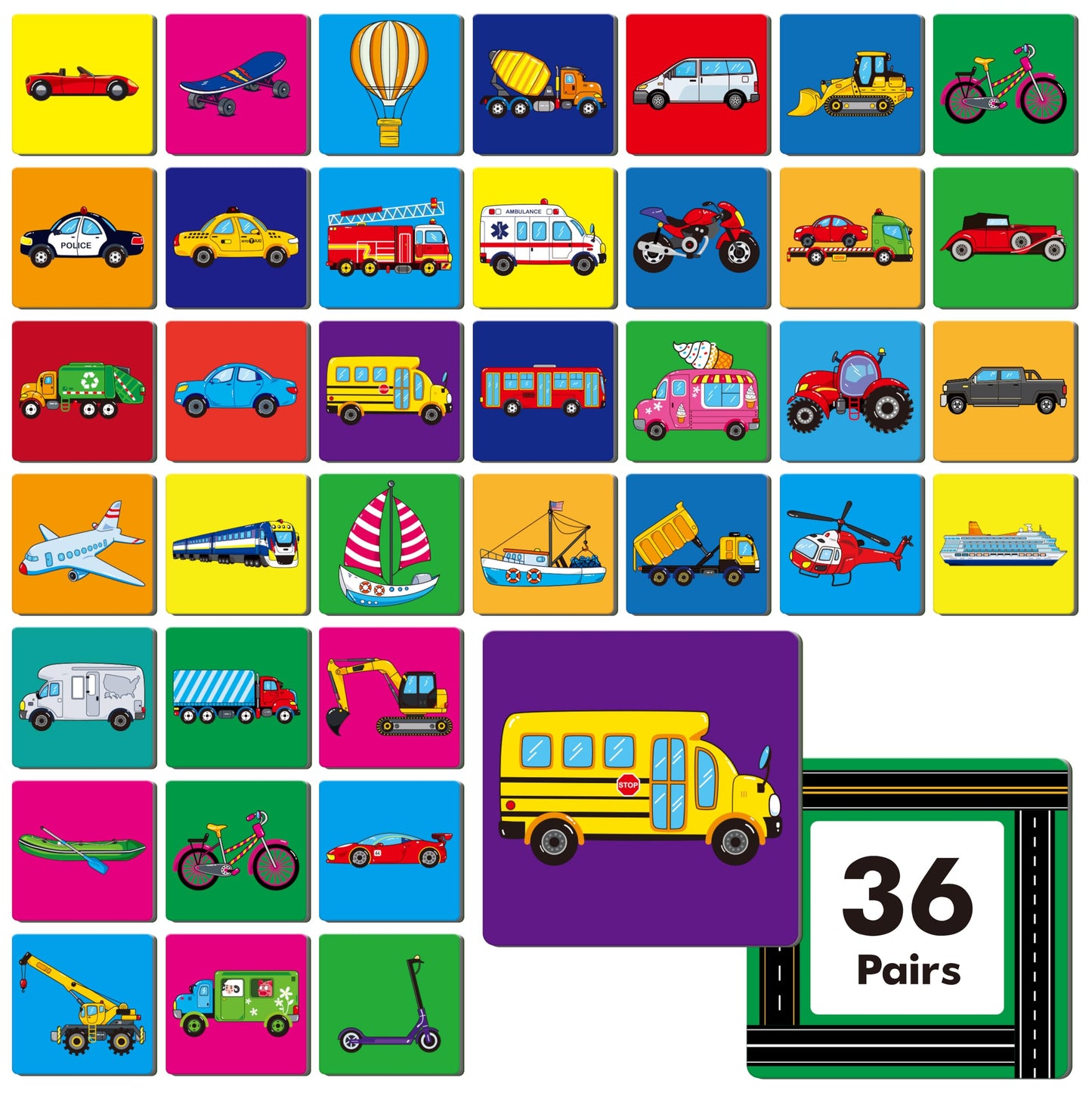 Hebayy 72 PCS Memory Matching Game, Real Animal Matching Cards for Toddlers 36 Pairs Memory Cards for Preschool 4 5 6 Years Old