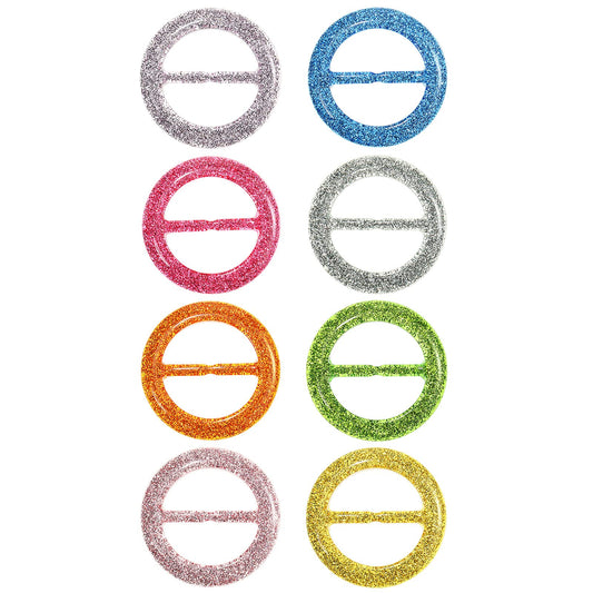 Boao 8 Pieces 80s Party Plastic Fashion T Shirt Clips Silk Scarf Ring T-shirt Tie Clips for Halloween Women Fashion Round Circle Buckle Clothing 80s Accessories