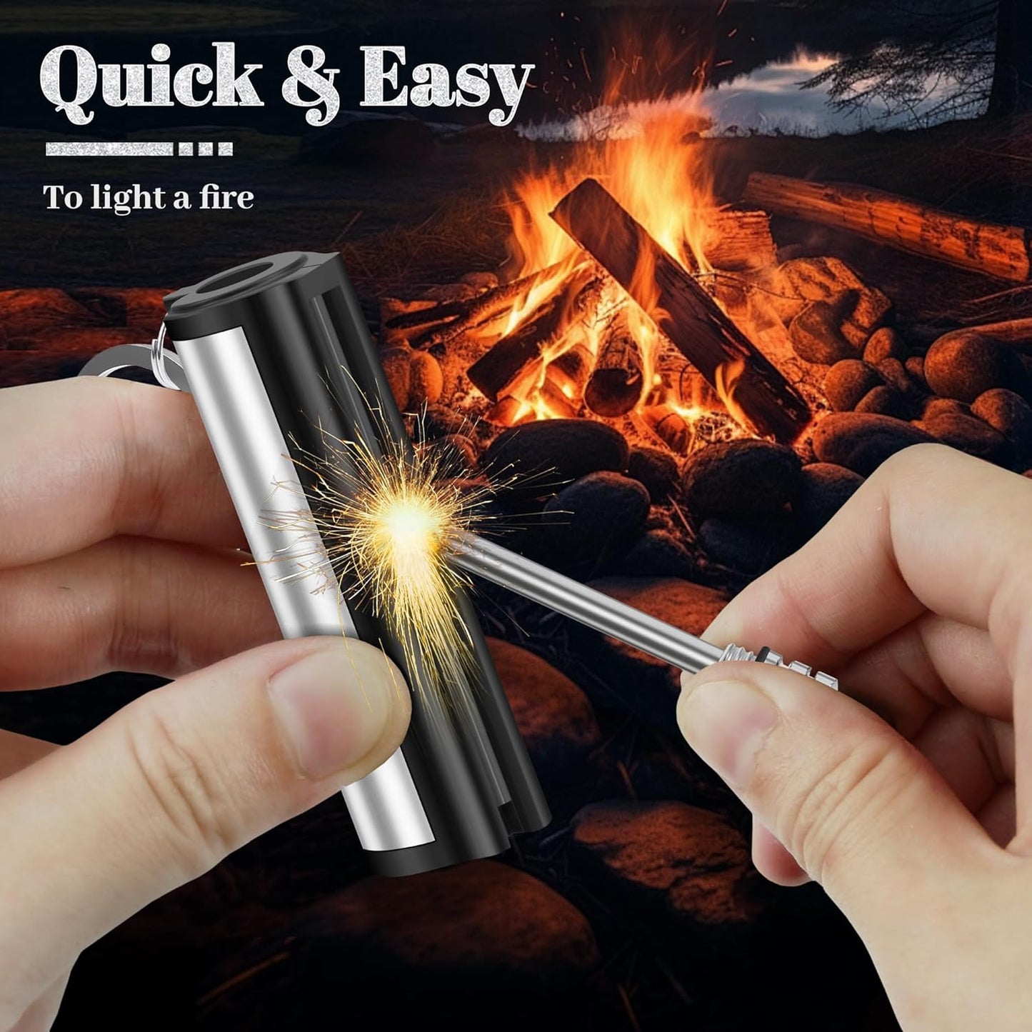 Lafagiet Pack of 5 Permanent Match Lighter, Wateproof, Keychain Matches Lighters for Candle, Survival, Camping Kit (No Fuel Included)