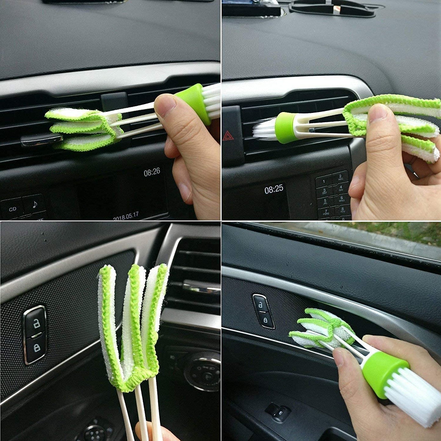 Nurkul 11Pcs Auto Detailing Set, Boar Hair Brushes, Steel Wire & A/C Brushes, Red, Soft Bristles, Wood Handles for Cleaning Interior, Exterior, Leather, 6 Sizes