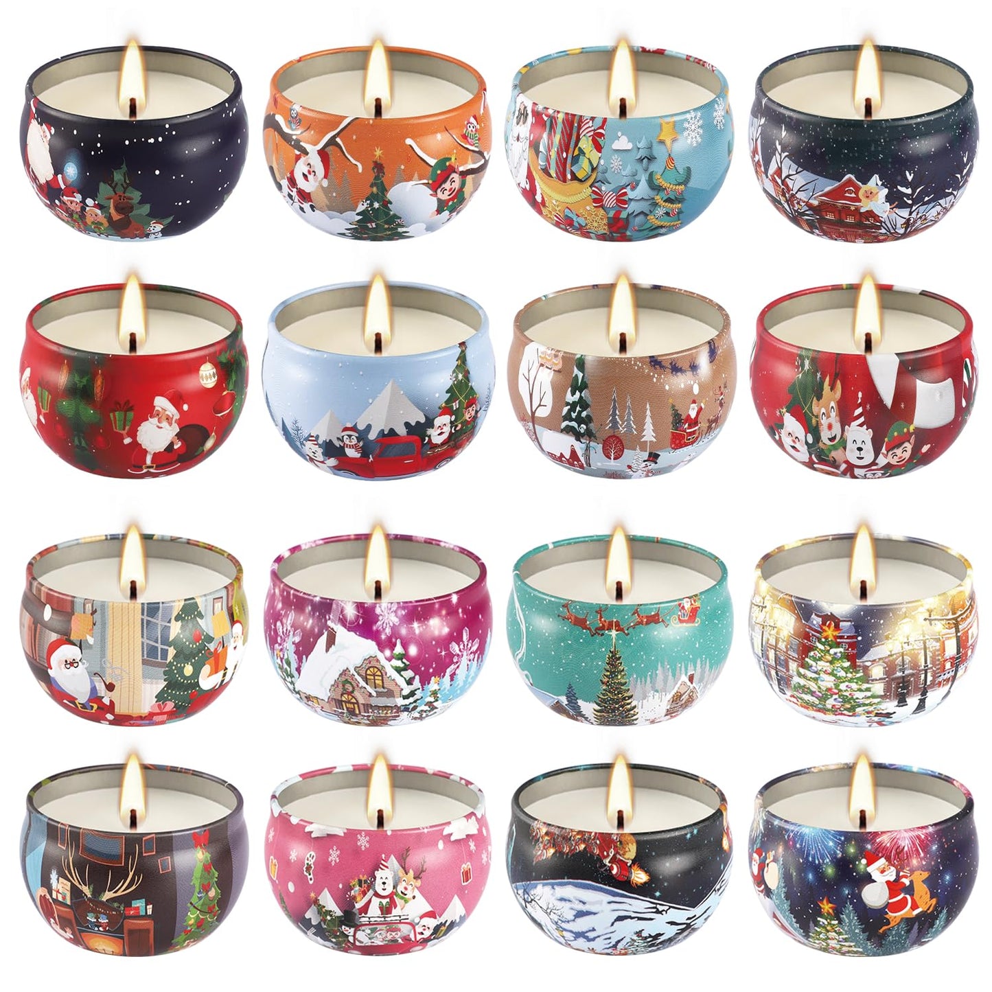 16Pack Christmas Scented Candles Gift- Aromatherapy Candle-Soy Wax-Long Lasting Burn time, Christmas Thanksgiving Gifts for Women,Home Decor