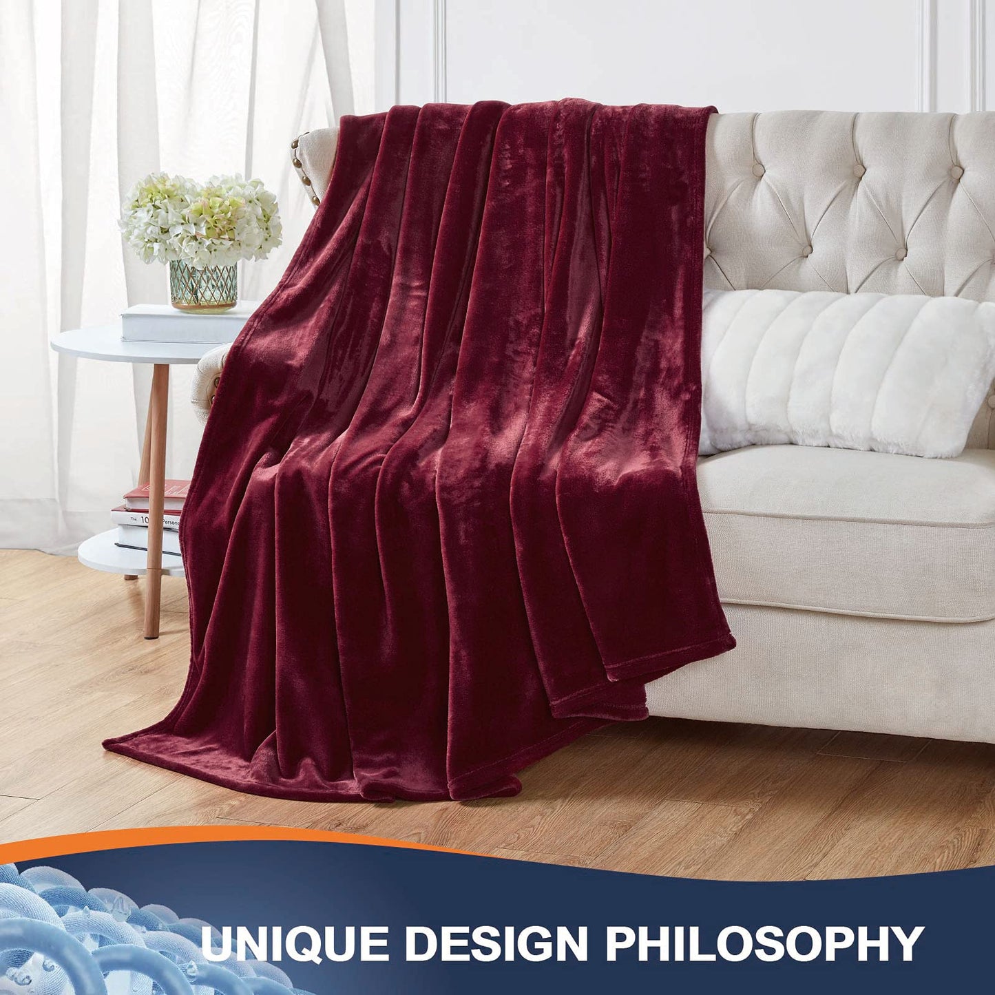 Walensee Burgundy Red Fleece Blanket Plush Throw Fuzzy Lightweight (Throw Size 50x60 Burgundy) Super Soft Microfiber Flannel Blankets for Couch, Bed, Sofa Ultra Warm and Cozy for All Seasons