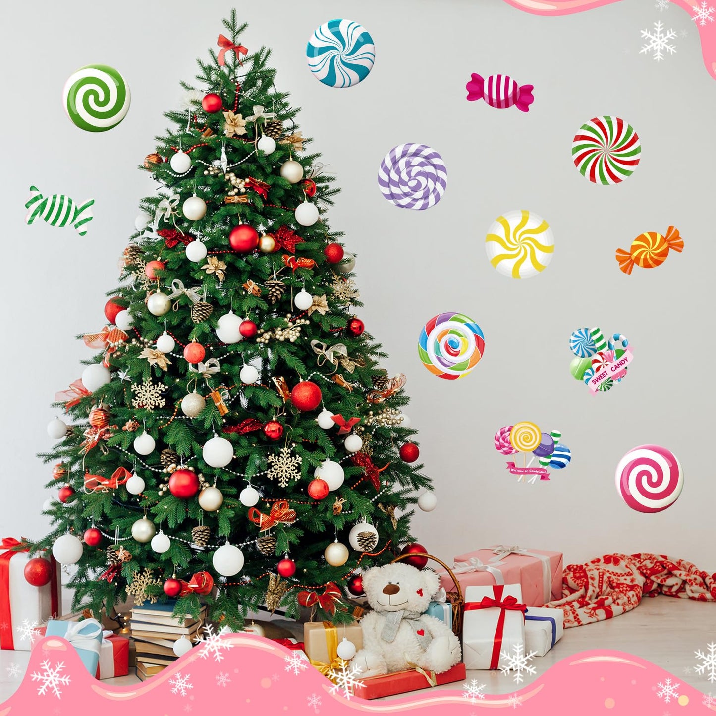 Pasimy 60 Pcs Candy Decorations Candy Cupcake Ice Cream Donut Cutouts Bulletin Board Set Sweet Paper Cutouts for Birthday Door Window Wall Party Supplies (Candy)