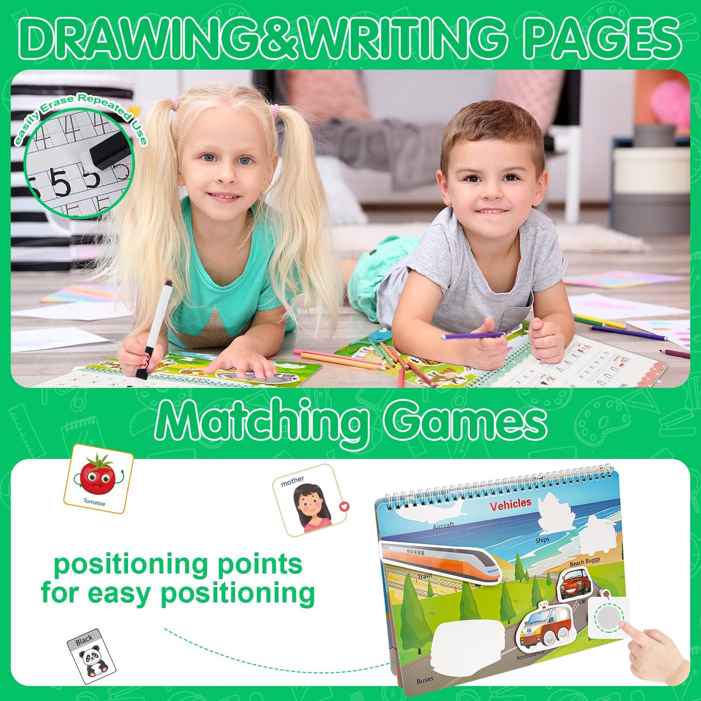 NASHRIO Montessori 24 Themes Busy Book for Toddlers 3-5, Engaging Preschool Learning Activities for Home School Travel – Educational Toy for 3-6 Year Old Boys & Girls