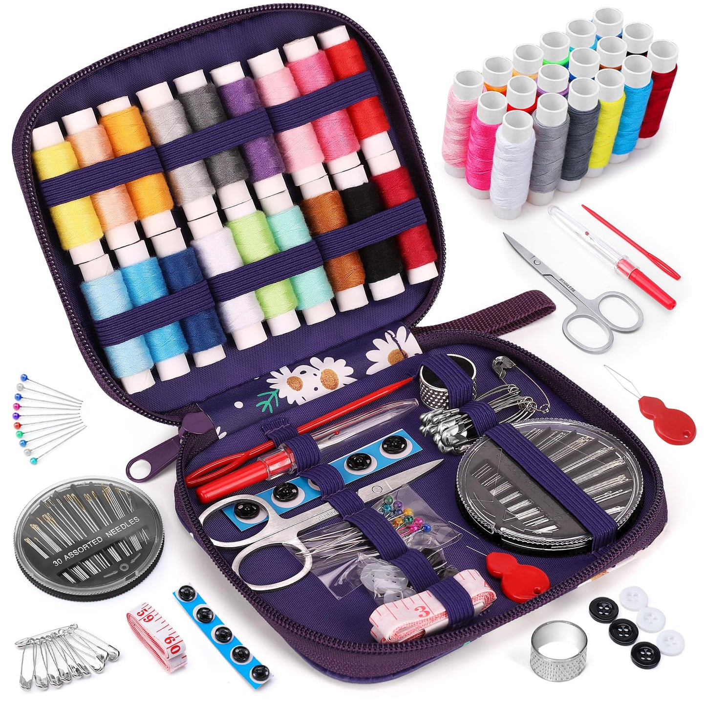 Coquimbo Sewing Kit Gifts for Mom Grandma Women Men Adults Kids Teen Beginner Traveler, Portable Sewing Supplies Accessories Contains Thread, Needles, Scissors, College Dorm Room Essentials (Black, M)