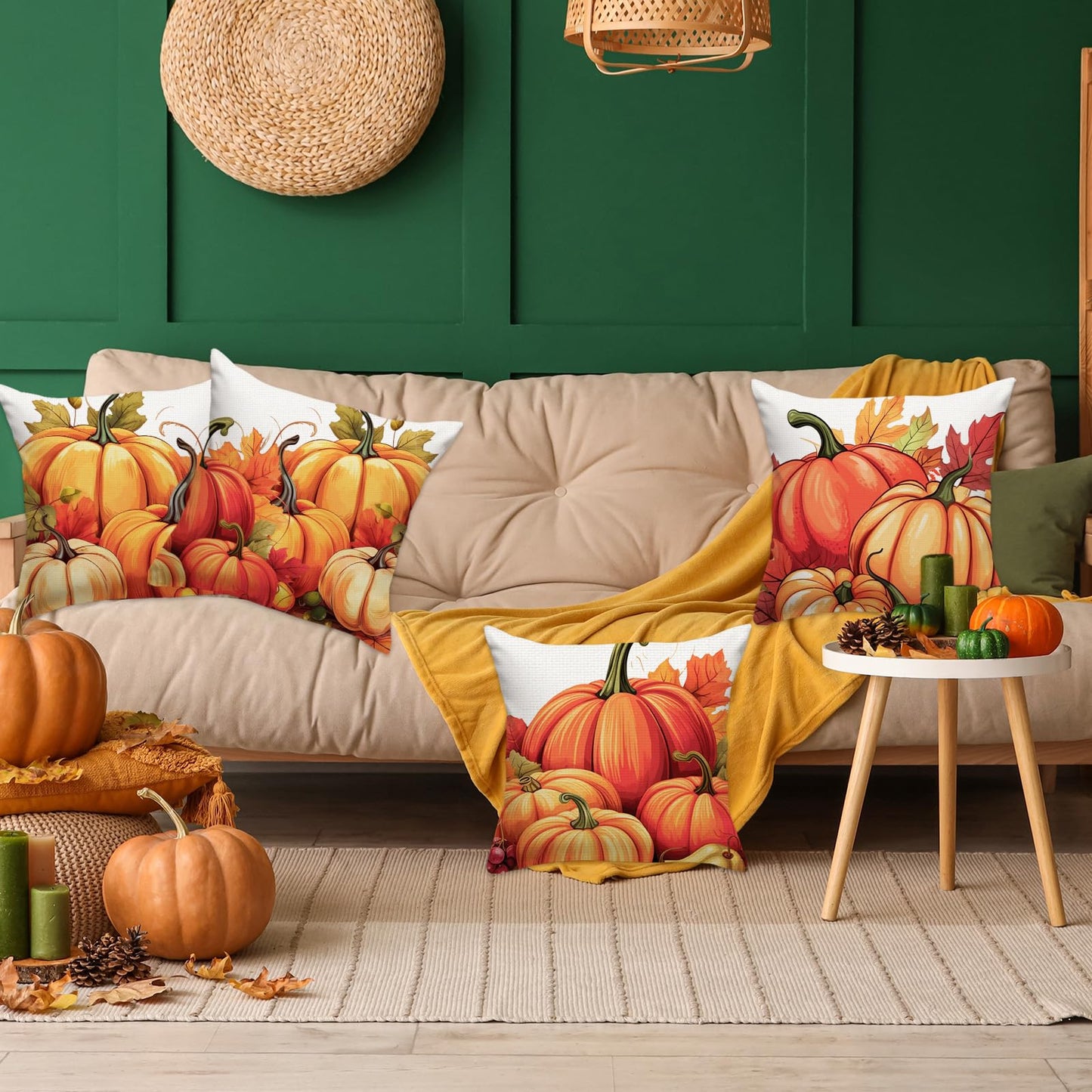 FARMNALL Fall Decorations for Home, Fall Pillow Covers 18x18 Set of 4, Autumn Thanksgiving Decorations and Supplies for Home Sofa Couch Decor
