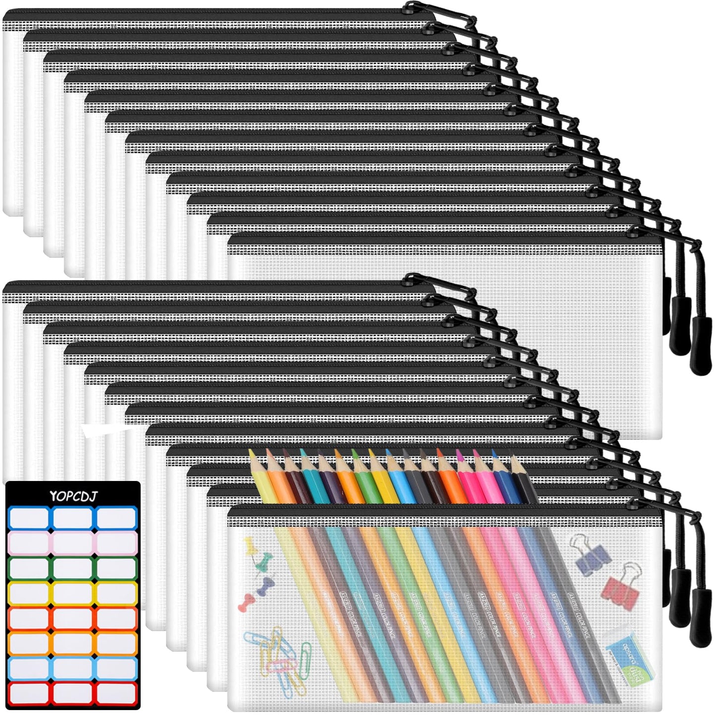 24pcs Mesh Zipper Pouch File Bags Puzzle Storage Bags, A3 17x12 Inches Large Reusable Zipper Pouches for Organizing Classroom Board Game Organization