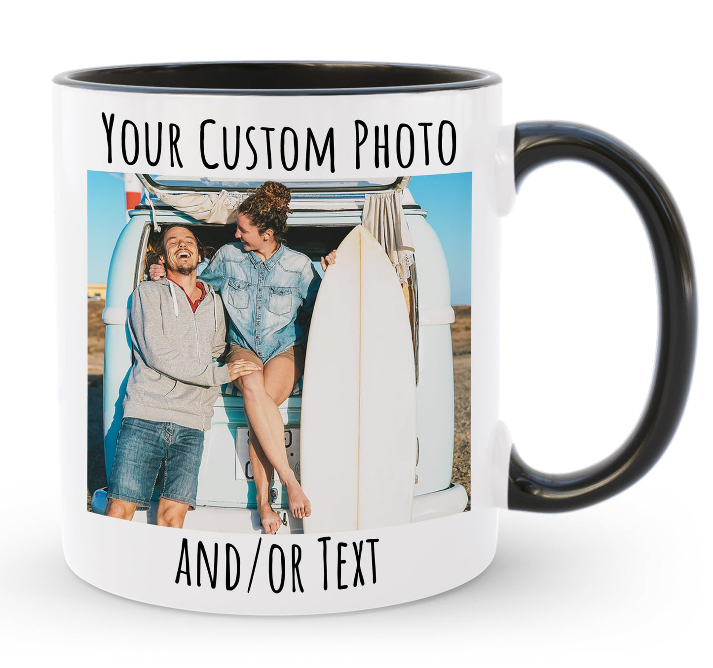Personalized Coffee Mug | Custom Photo Text and Logo Ceramic Mug | Customized 11 Oz Tea Cup for Men & Women | Unique Gift Idea - Taza Personalizadas Design with Picture or Message | White