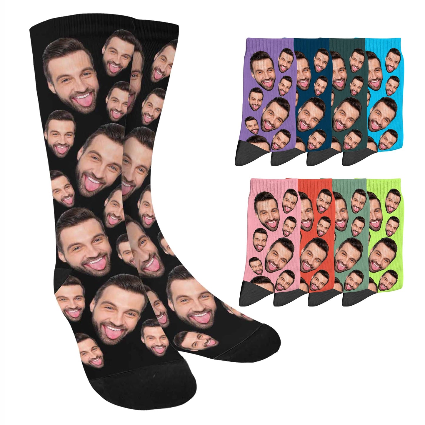 Custom Personalized Family Photo Crew Socks for Men Women-Upload Your Unique Memorable Family Picture