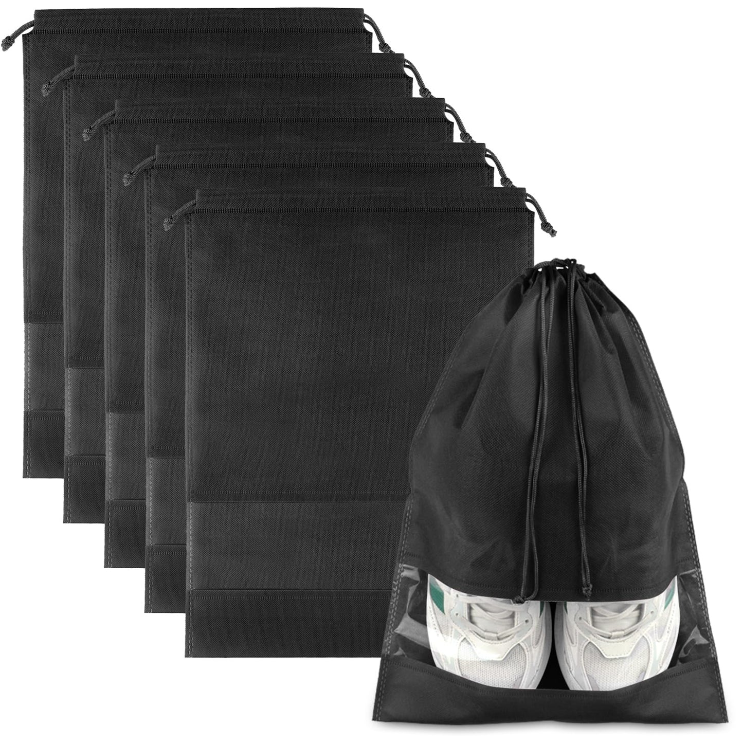 Clear Shoe Bags for Travel 5 PCS, 15.7" x 11.8" Travel Shoe Bags for Packing, Waterproof Drawstring Travel Shoe Storage Bag, Travel Essentials for Men and Women