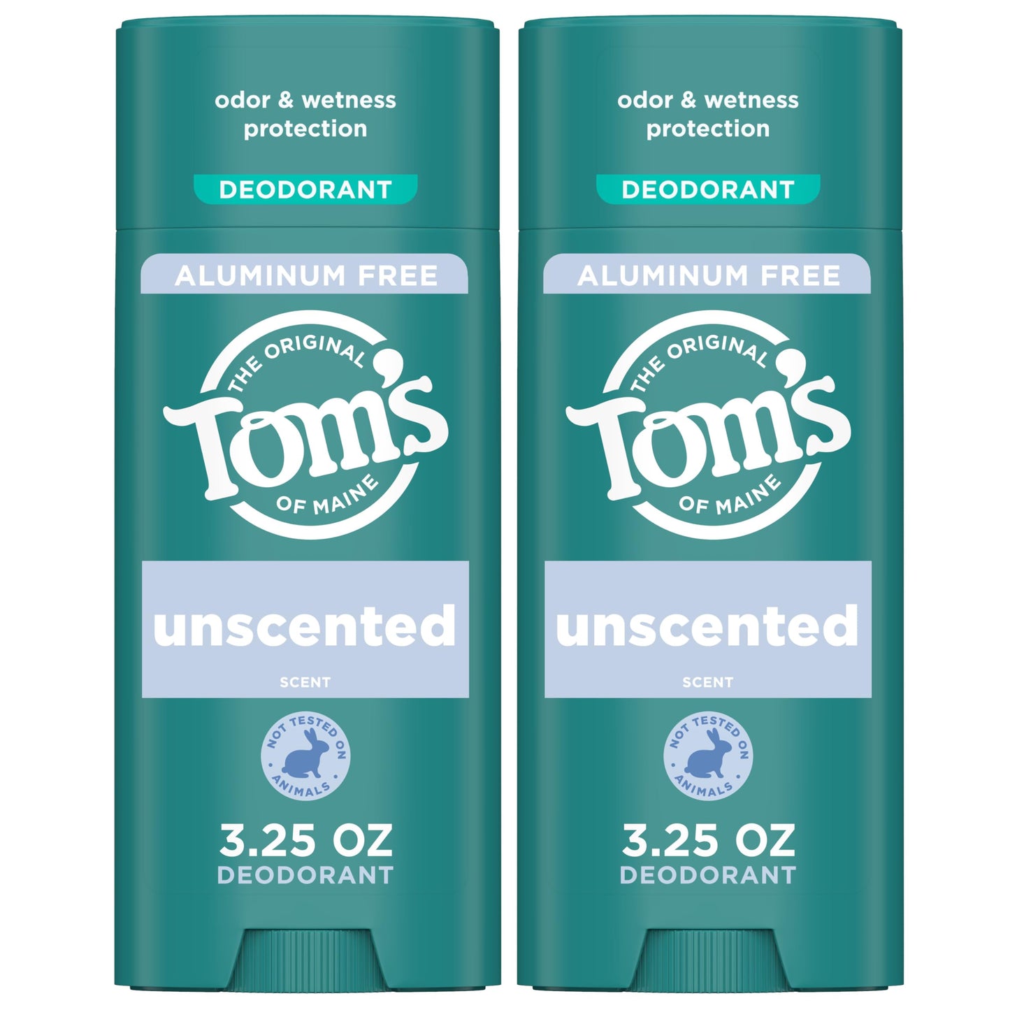 Tom's of Maine Unscented Aluminum Free Natural Deodorant For Women & Men | Goes on Clear | Odor & Wetness Protection | Naturally Derived and Moisture-Locking Ingredients | 3.25 oz (2 Pack)