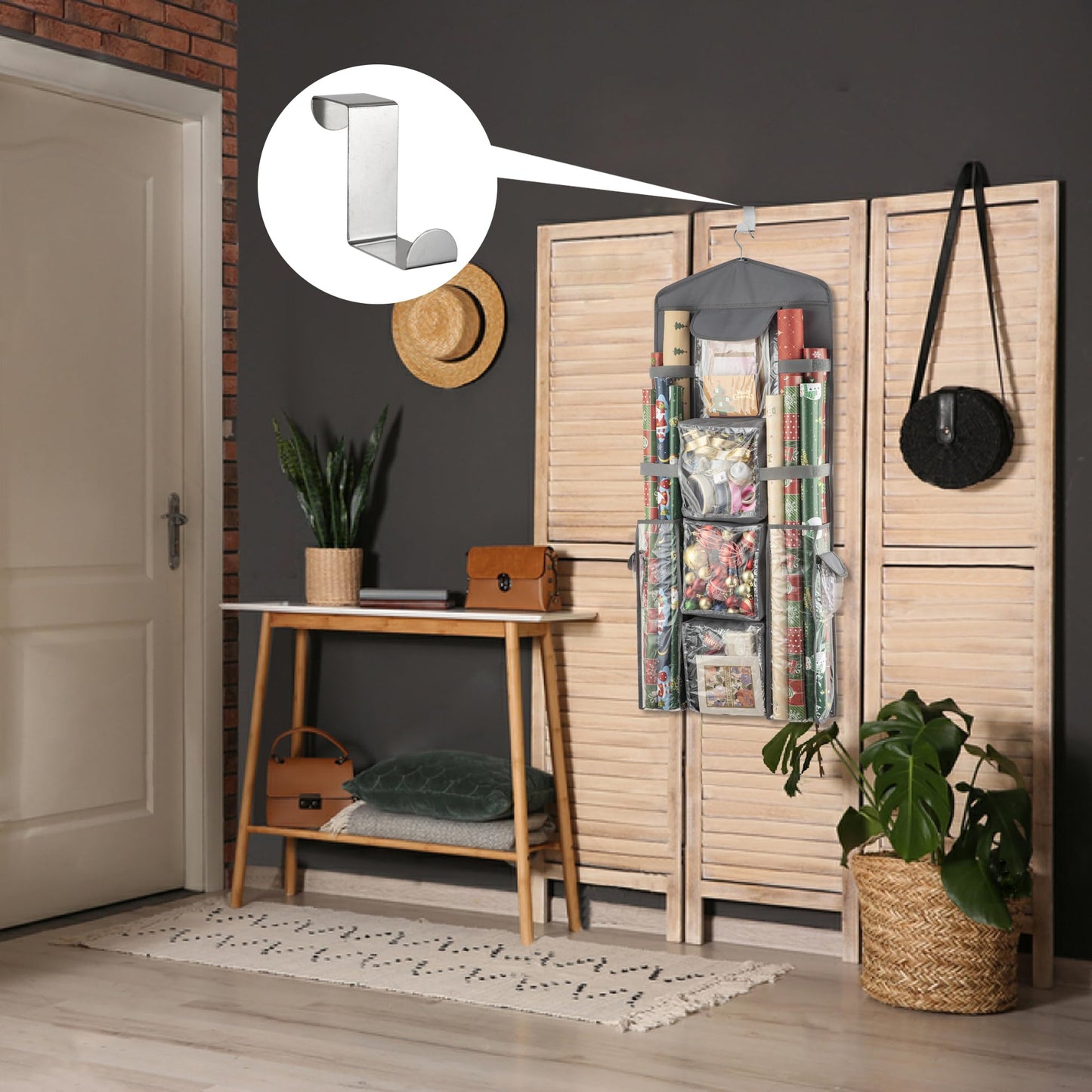 EXLIFBAG Wrapping Paper Storage, Gift Wrap Organizer Holder Double-Sided Hanging Gift Bag Storage Organizer